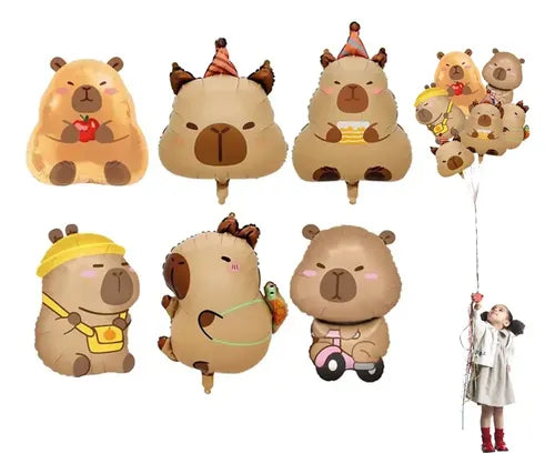 Kit de Globos con Motivo de Capibara para Fiesta de Cumpleaños Color Dorado | Grado B