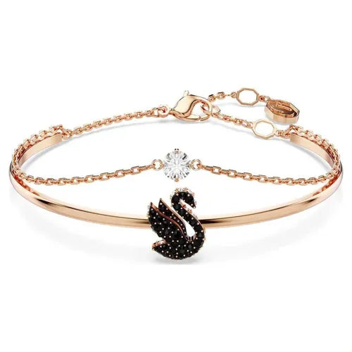 Pulsera con Adorno de Cisne Negro Color Dorado Rosa | Grado B