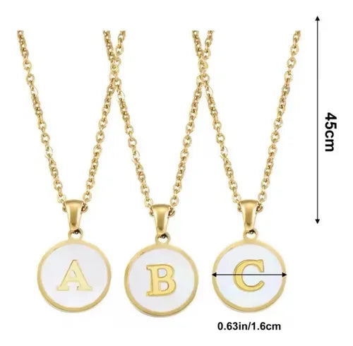 COLLAR DIJE LETRAS INICIALES ACERO INOXIDABLE DORADAS MUJER 6