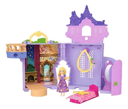 Casa de Muñecas Princesa Castillo Rapunzel Apilable con Muñeca Mini y Accesorios, Lila | Grado A