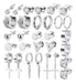 15 Pares de Aretes Arracadas para Hombre en Acero Inoxidable Color Plateado | Grado B
