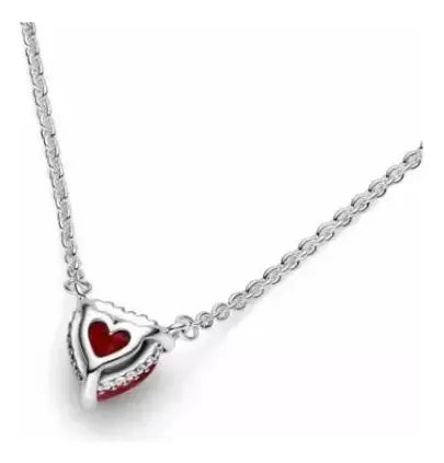 Collar con Halo de Corazón Reluciente Color Plateado | Grado B