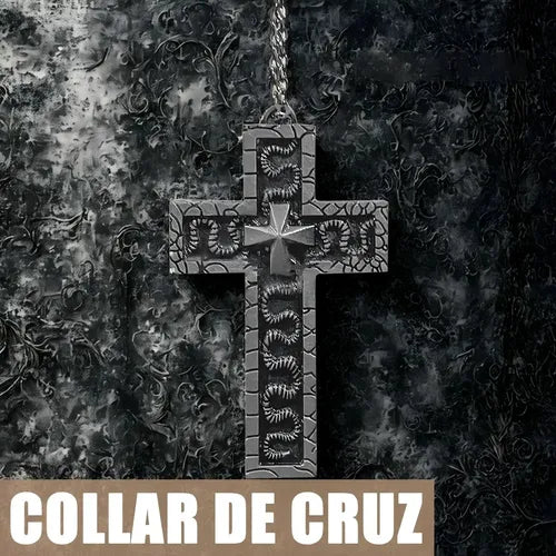 2 Collares con Dije de Cruz Color Plateado y Negro | Grado B