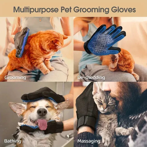 Guantes Masajeadores Quita Pelo para Perros y Gatos 2 Piezas (Par Izquierdo y Derecho) Cepillo para Mascotas - GRADO A