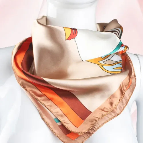 Bufanda Pañuelo Cuadrado de Seda para Mujer Color Naranja | Grado B