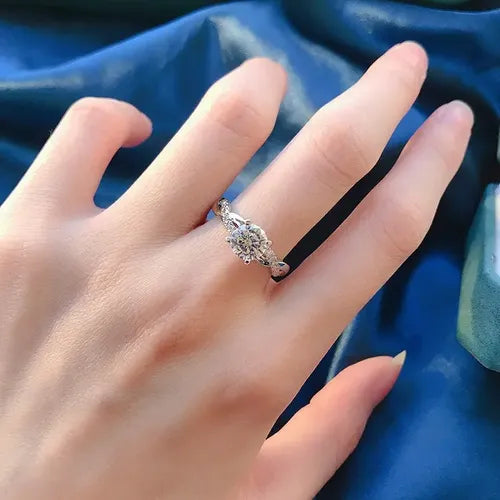 Anillo de Compromiso y Promesa Ajustable para Mujer Color Plateado | Grado B