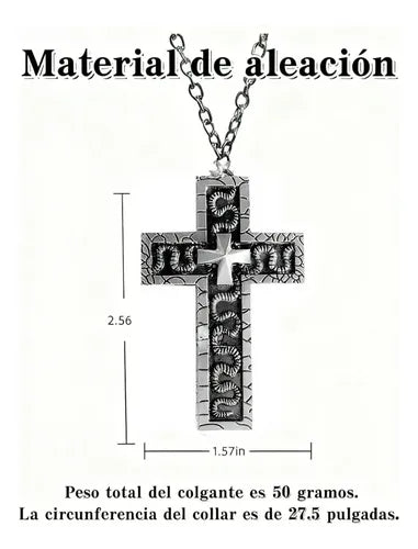 2 Collares con Dije de Cruz Color Plateado y Negro | Grado B