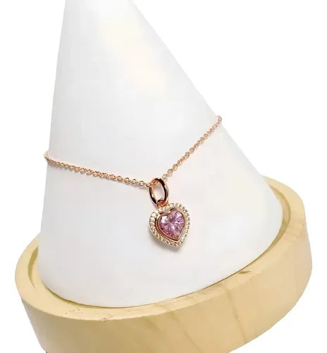 COLLAR INFINITO BRILLANTE COLOR PLATEADO. COLOR DORADO ROSA