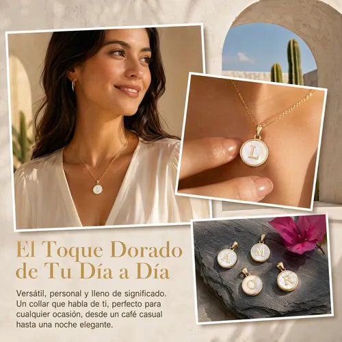Collar con Dije de Inicial en Acero Inoxidable Color Dorado | Grado B