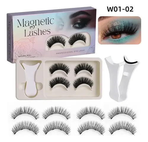 PESTAÑAS MAGNÉTICAS CON APLICADOR Y ESPEJO REUTILIZABLES BLANCO 2.6 CM 6 MM