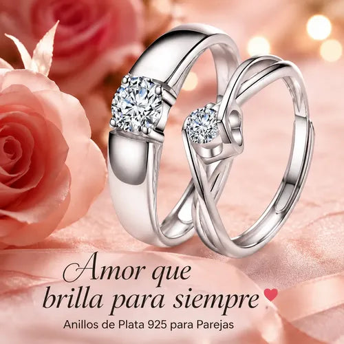 Anillo de Pareja de Moda Color Plateado, Anillo de Compromiso | Grado B