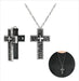 2 Collares con Dije de Cruz Color Plateado y Negro | Grado B