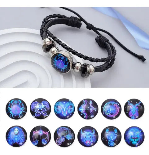Collar y Pulsera de los 12 Signos del Zodiaco que Brillan en la Oscuridad | Grado B