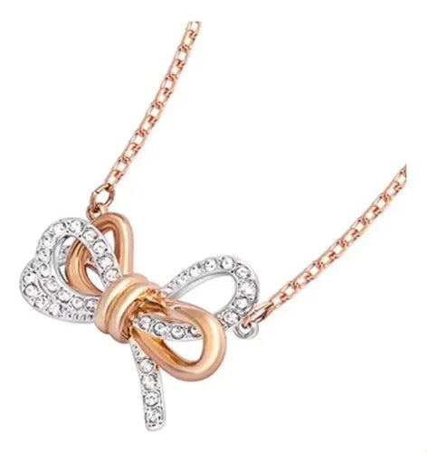 Collar de Cisne con Cristal Color Dorado Rosa | Grado B
