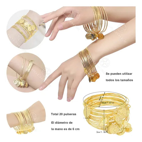 Pulseras Elásticas de Gasa para la Danza Vientre con Monedas | Grado B