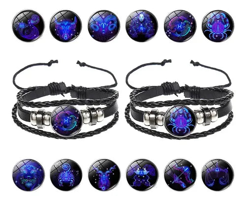 Pulsera de los 12 Signos del Zodiaco que Brilla en la Oscuridad | Grado B
