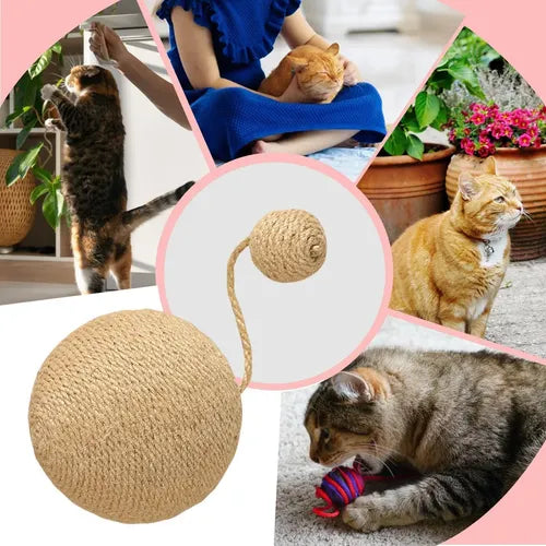 Accesorio de Bola Rascadora Ondulada para Gatos, Sisal Dorado | Grado B