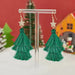 Aretes Largos con Borlas de Árbol de Navidad | Grado B