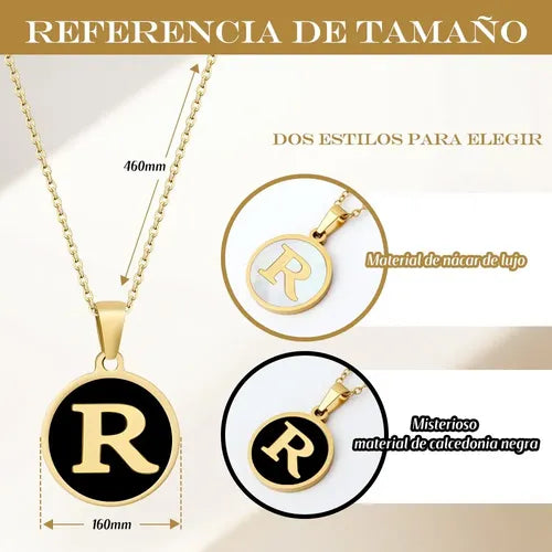 COLLAR DIJE LETRAS INICIALES ACERO INOXIDABLE DORADAS MUJER 3