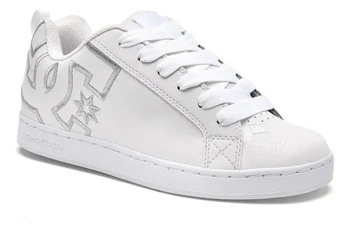 Tenis DC Shoes Court Graffik Mujer Blanco y Plateado Talla 26 MX | Grado B