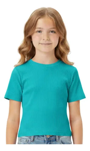 Blusa Ligera de Manga Corta a la Cintura para Niña | Grado B