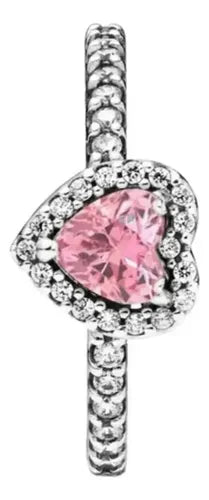 Anillo de Corazón Rosa con Caja, Talla 7 | Grado B