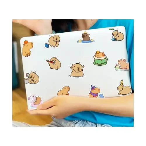 15 Pinzas para Cabello Kawaii de Capibara con 50 Stickers | Grado B