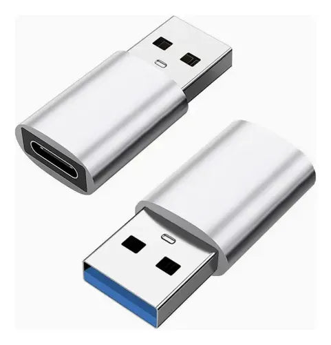 Adaptador USB Tipo C Hembra a USB Macho Color Plateado | Grado B