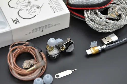Audífonos Kz Castor Pro Versión Bass Iem Músicos Gamer Kit Negro GRADO B