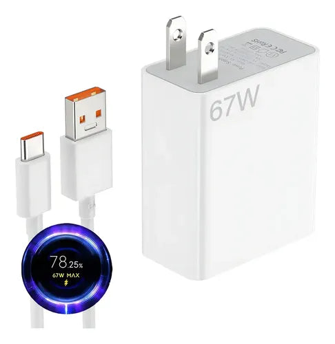 Cargador Turbo de 67 W para Xiaomi con Cable Color Blanco | Grado B