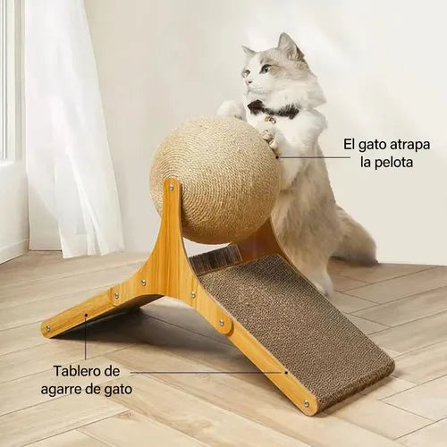 Accesorio de Bola Rascadora Ondulada para Gatos, Sisal Dorado | Grado B