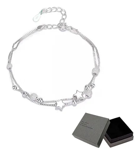 PULSERA ELEGANTE DE COBRE PLATEADO PARA MUJER PLATEADO 0.15 CM 4.5 CM