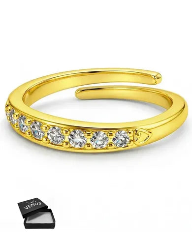 Anillo de Compromiso Ajustable Color Dorado Regalo para Pareja | Grado B