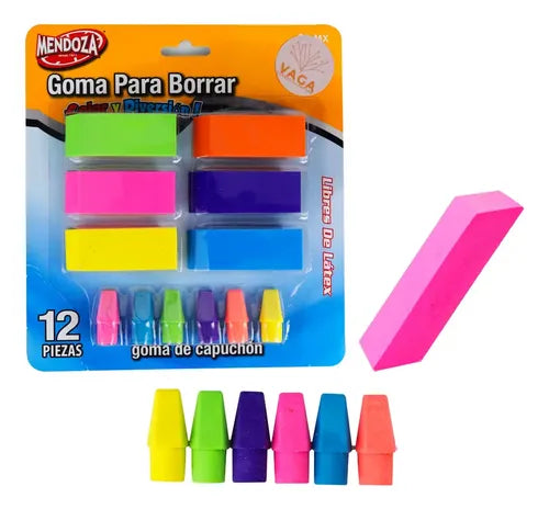 6 Gomas de Borrar con 6 Capuchones Protectores | Grado B