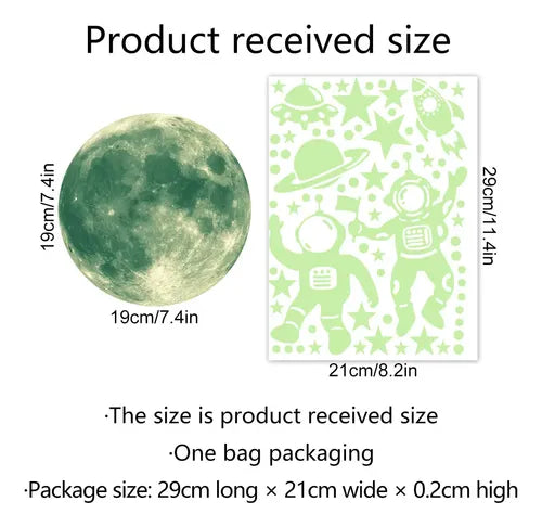 Pegatinas Luminosas de Luna y Estrellas Vinilos Decorativos Verde | Grado B