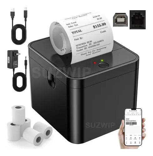 Impresora Térmica Ticket Recibos 58MM Suzwip Bluetooth+usb con 5 Rolls Paper Impresora Bluetooth | Grado B
