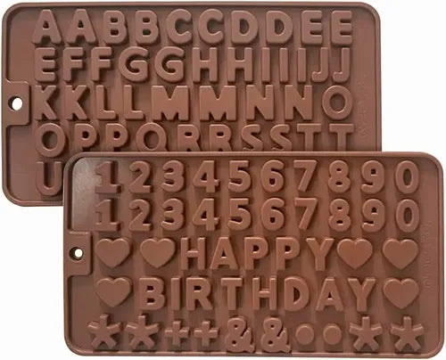 Molde de Silicona de Abecedario y Números para Repostería Color Marrón | Grado B