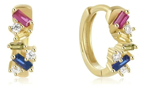 Aretes de Aro con Piedras Elegantes Color Dorado | Grado B