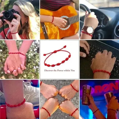 4 Pulseras de Cuerda Roja Trenzada de Protección 17 cm | Grado B