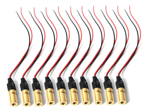 10 Módulos Láser Rojo de 5 mW 650 nm con Proyección de Cruz 6 mm | Grado B