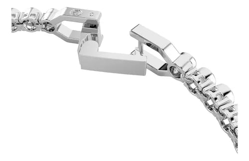 Pulsera Emily de Talla Redonda Blanca Color Plateado | Grado B