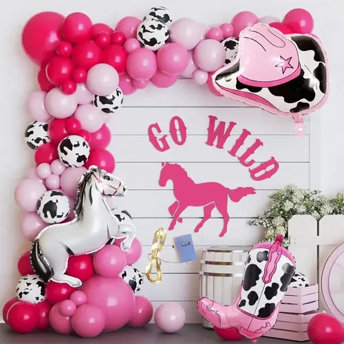 Globos de Caballos Decoración Cumpleaños de Vaquera Fiesta - Bordó - Lunares | Grado B
