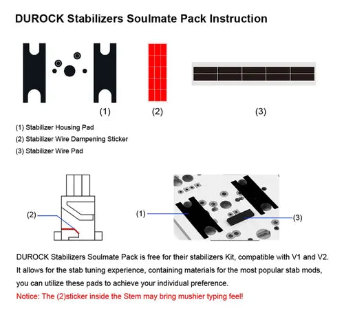 Estabilizadores de Teclado Durock V2 para Montaje en PCB | Grado B