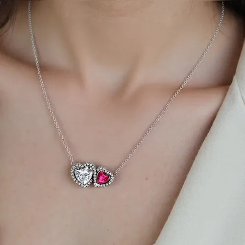 Collar Corazón con Kit de Regalo Color Plateado