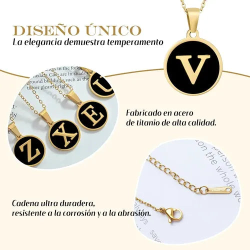 Collar con Dije de Inicial en Acero Inoxidable Color Dorado | Grado B