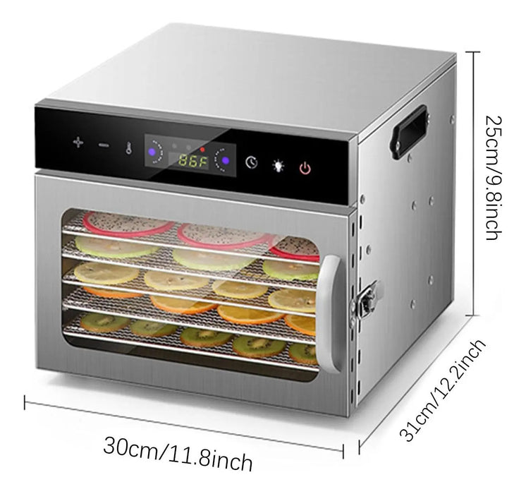 DESHIDRATADOR DE ALIMENTOS 6 BANDEJAS FRUTA ELÉCTRICO PLATEADO GRADO A