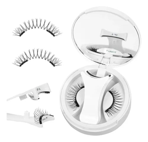 PESTAÑAS MAGNÉTICAS CON APLICADOR Y ESPEJO REUTILIZABLES BLANCO 2.6 CM 6 MM