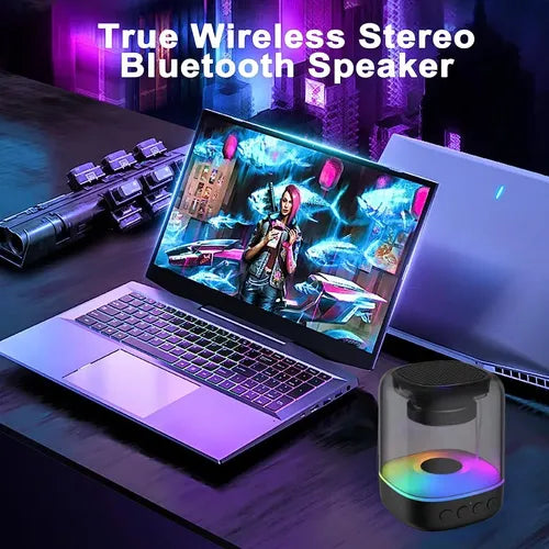 Bocina Bluetooth Portátil Mini con Luz LED TWS Estéreo y Radio | Grado B