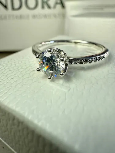 PANDORA CLEAR SPARKLING CROWN 925 STERLING SILVER RING, 3