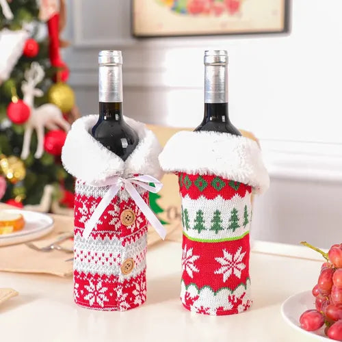 Funda Navideña Tejida para Botella de Vino | Grado B